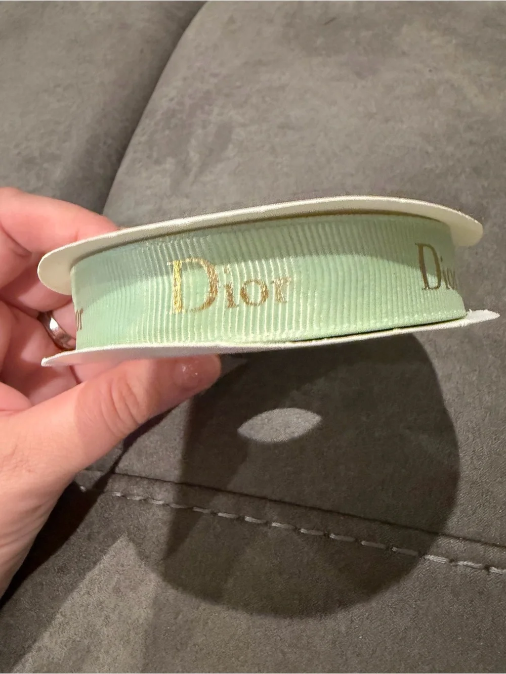 Dior Mint Green Ribbon with Gold Logo 40 yards
